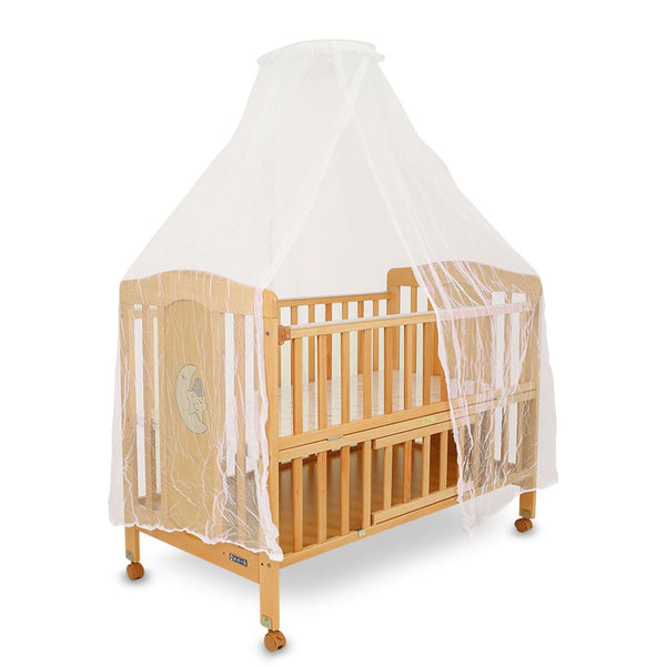 BABY WOODEN COT W MOSQUITO NET