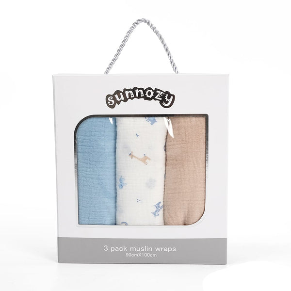 BABY MUSLIN WRAPPING SHEET PACK 3