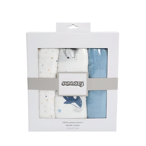 BABY MUSLIN WRAPPING SHEET PACK 3