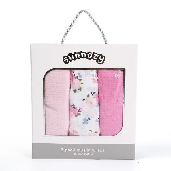BABY MUSLIN WRAPPING SHEET PACK 3