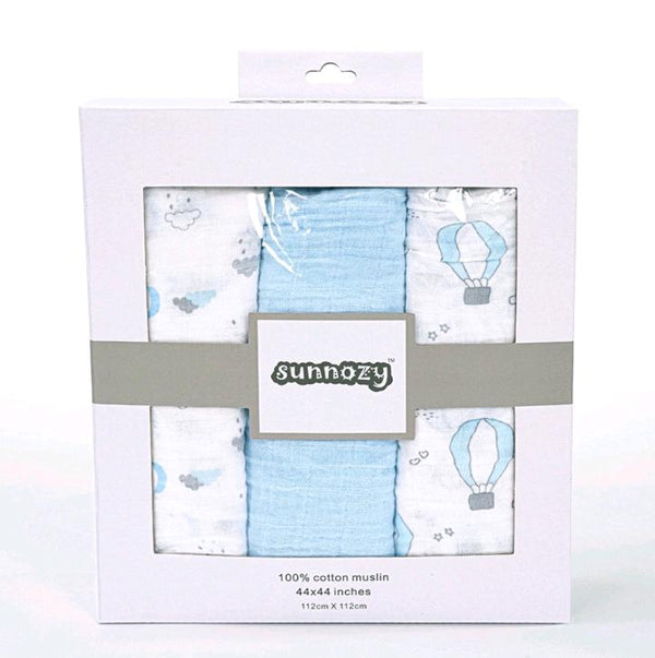 BABY MUSLIN WRAPPING SHEET PACK 3