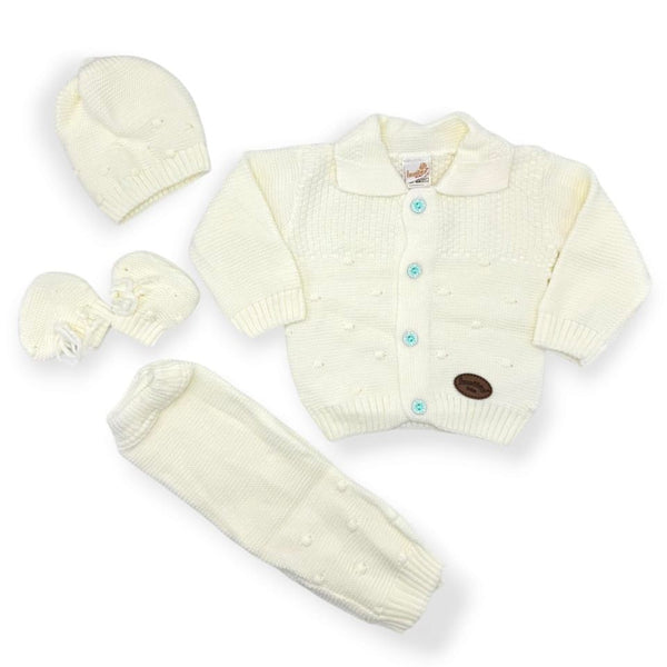 BABY COZY WOOLEN SUIT 4 PCS KNITTED TEXTURED