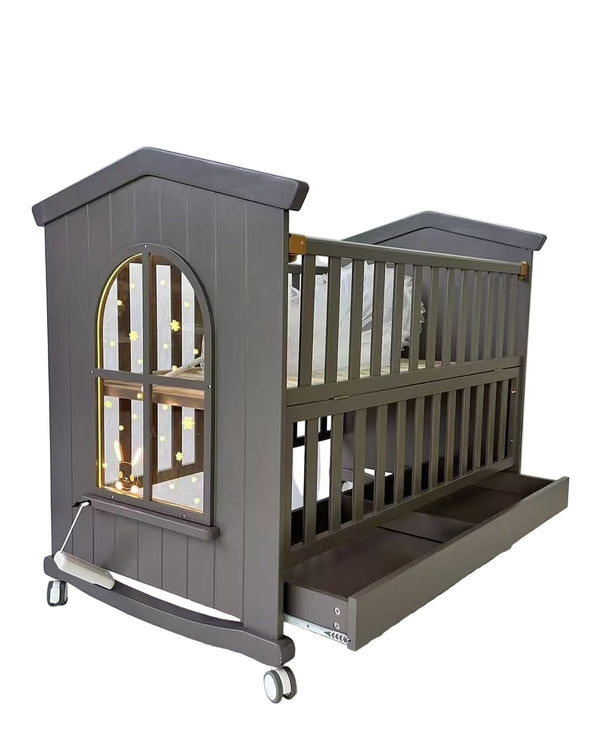 BABY WOODEN COT W DRAWER
