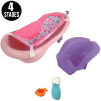 4 Stages - Newborn to Toddler - Baby Bath tub with Seat & Shower Toys-21541