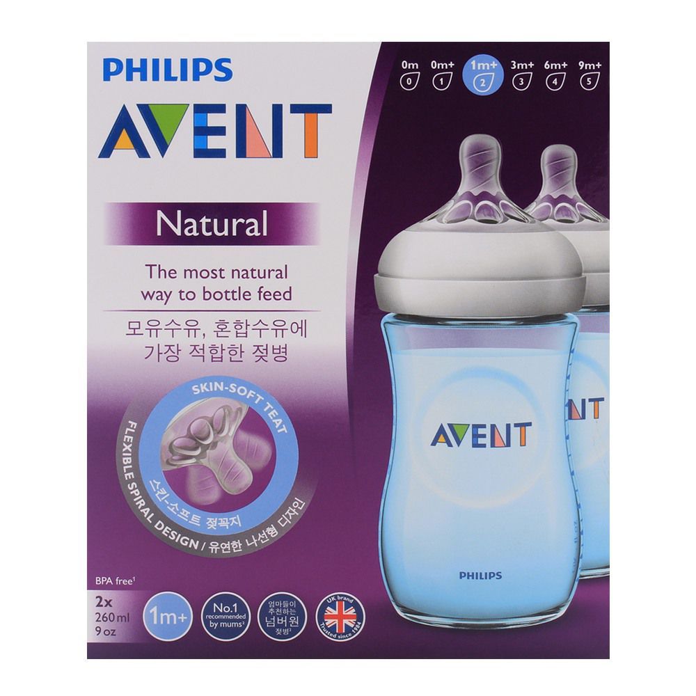 Natural II PP 260ml Bottle PK2 (Blue) - SCF695/23