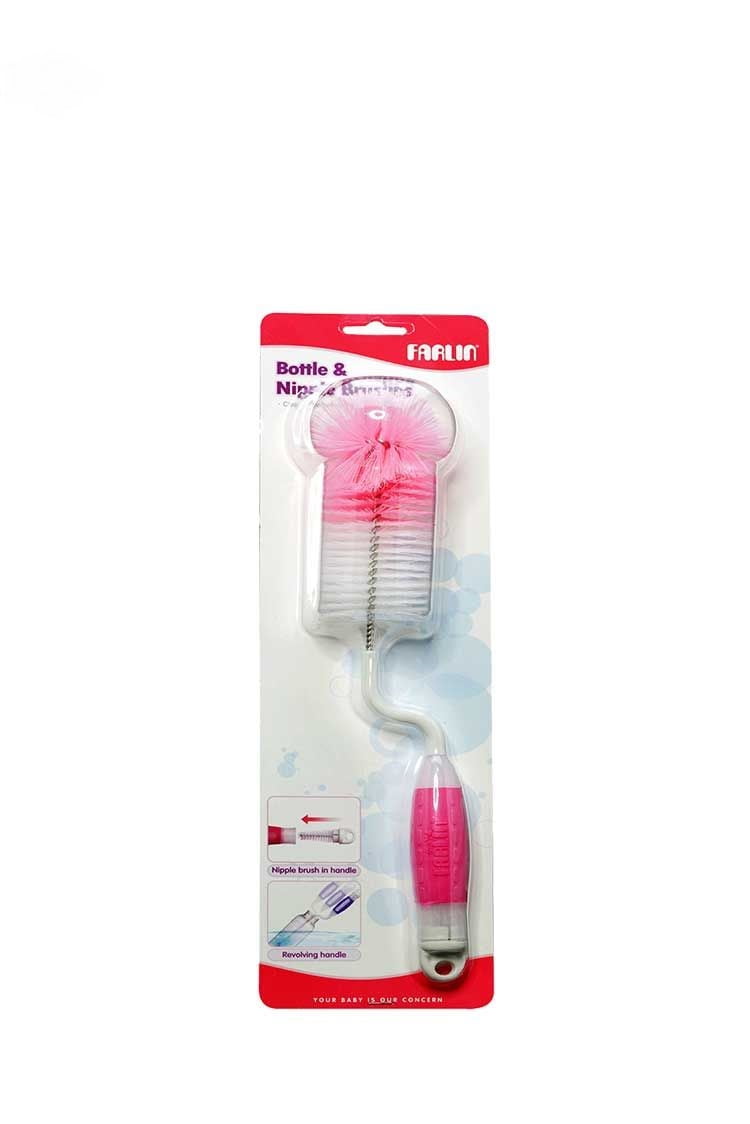 Farlin Bottle & Nipple Brush / Card for Baby Pink - BF-263