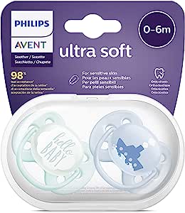 Avent Ultra Soft Pacifier 2 Pack - BPA-Free Dummy for Babies from 0-6 Months, Blue  - SCF222/01
