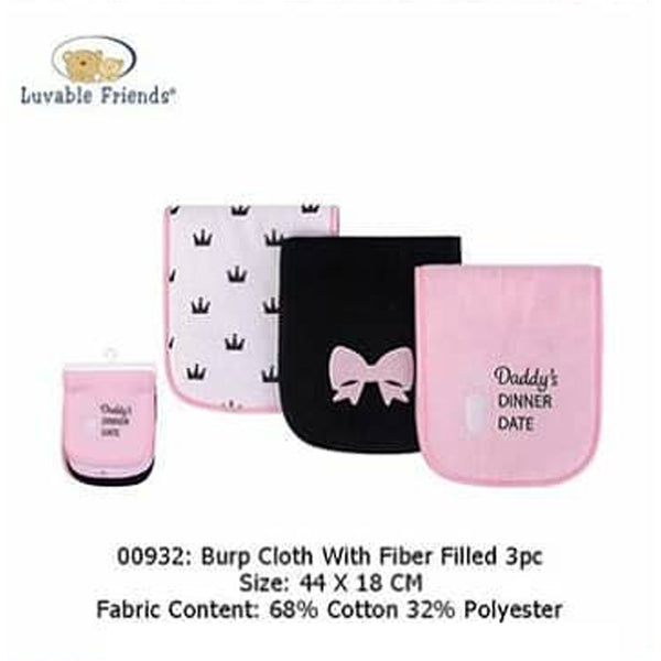 BURP CLOTH W/FIBER FILLED 3PCS - 22861