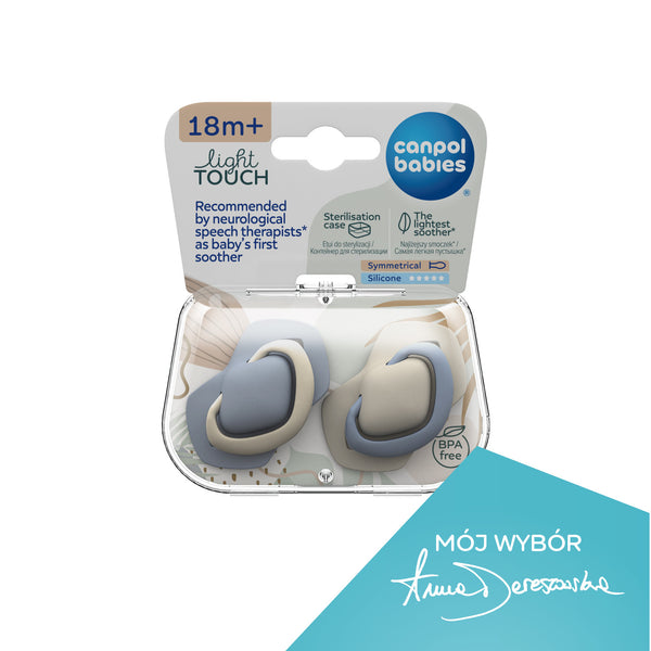 Canpol babies Silicone Symmetrical Soother 18m+ PURE COLOR  2 pcs - 22/657_blu