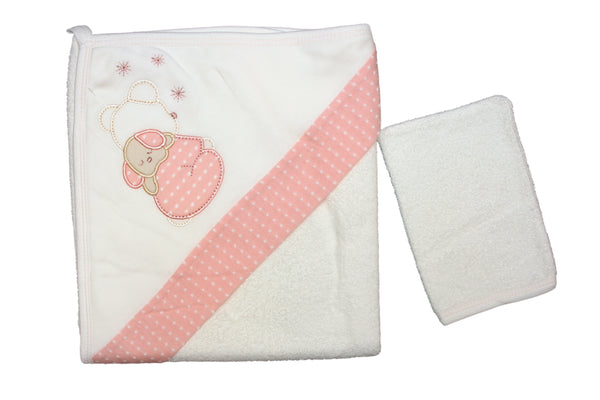 BABY HOODED BATH TOWEL WITH FACE TOWEL - 26565