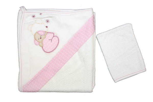 BABY HOODED BATH TOWEL WITH FACE TOWEL - 26565