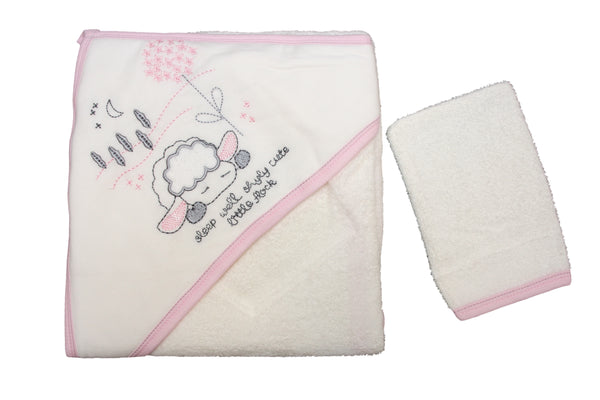 BABY HOODED BATH TOWEL WITH FACE TOWEL - 26565