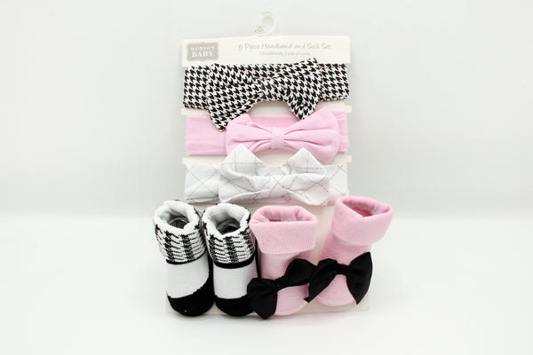 BABY HEADBAND 3 PCS WITH 2 PCS BOOTIES - 28986