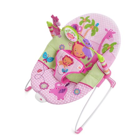 Bright Starts Baby Bounce Seat Sweet Safari Vibrating Pretty In Pink - 60116