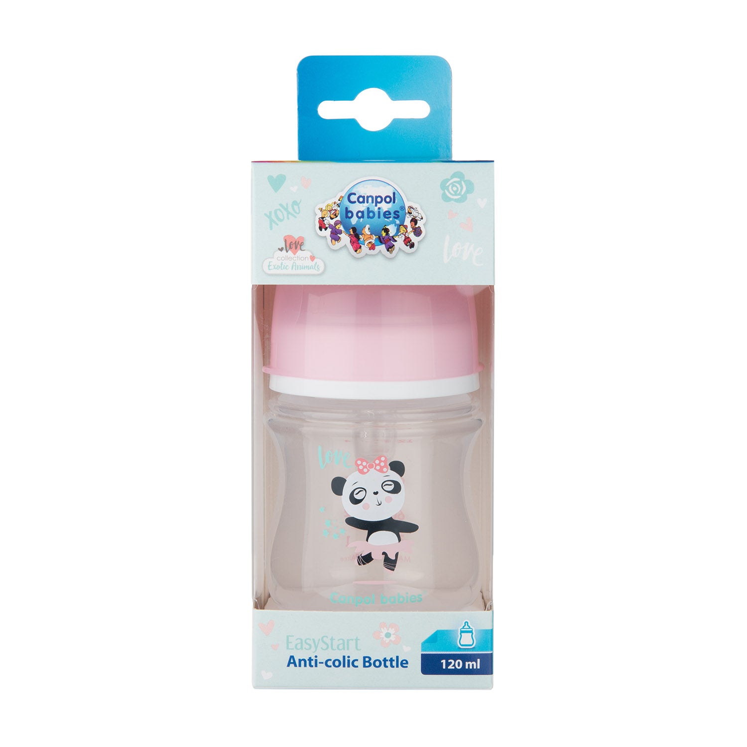 Canpol babies Anti-colic Wide Neck Bottle 120ml PP Easy Start EXOTIC ANIMALS - 35/220_pin