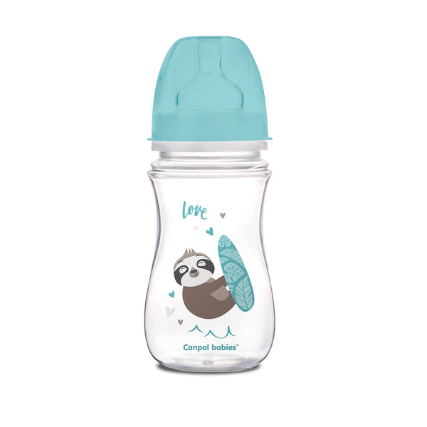 Canpol babies Anti-colic Wide Neck Bottle 240ml PP Easy Start EXOTIC ANIMALS - 35/221_blu