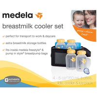 Medela Breast Milk Black Cooler Bag Set w/ 4 Baby Bottles