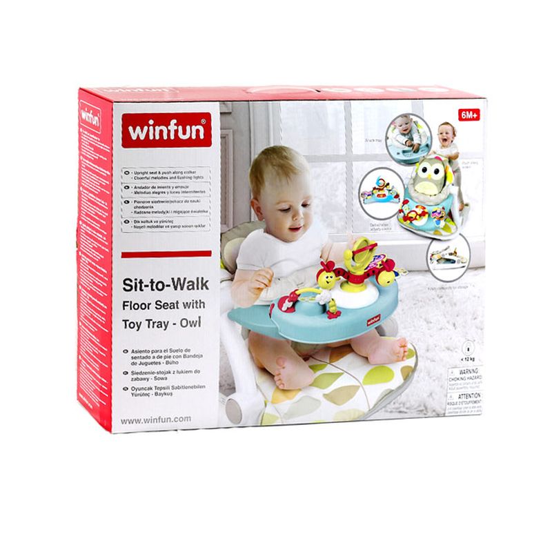 WINFUN SIT TO WALK FLOOR SEAT WITH TOY TRAY OWL - 805200