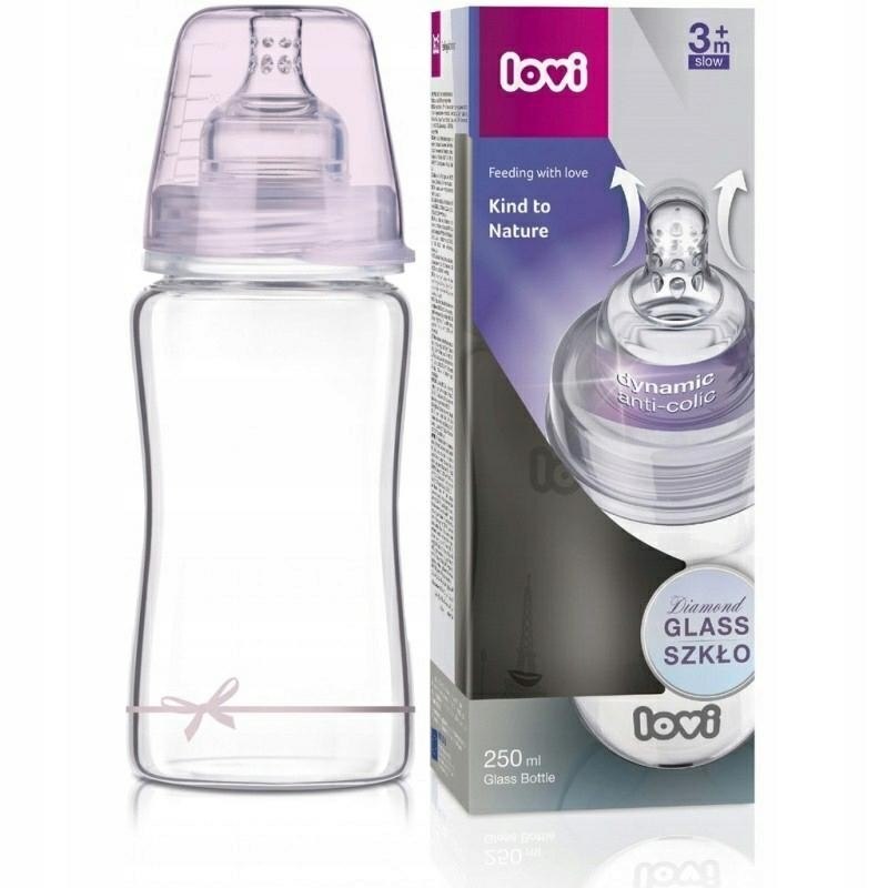 LOVI Glass Bottle DIAMOND GLASS 250 ml Baby Shower boy - 74/204boy