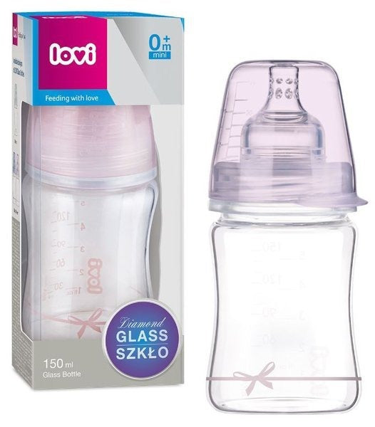 LOVI Glass Bottle DIAMOND GLASS 150 ml Baby Shower girl - 74/104girl