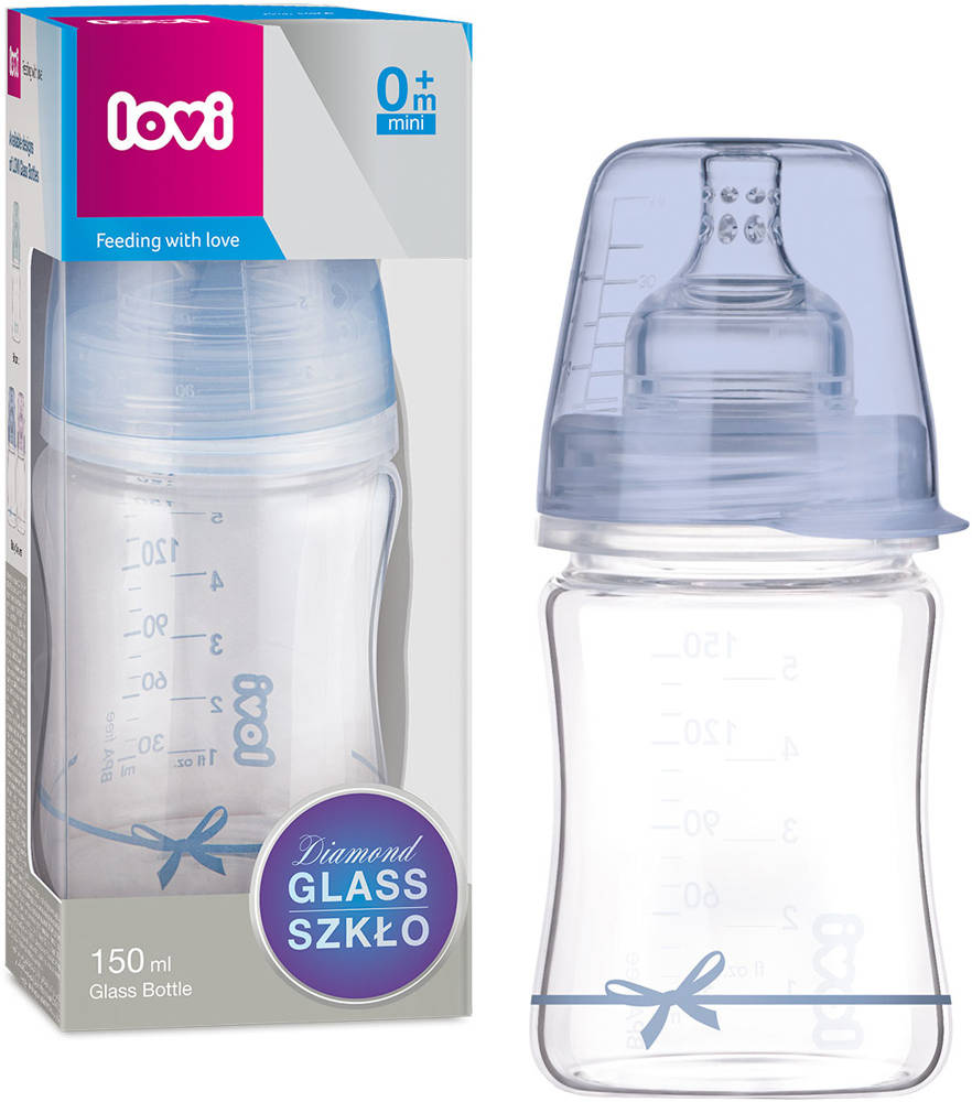 LOVI Glass Bottle DIAMOND GLASS 150 ml Baby Shower girl - 74/104girl